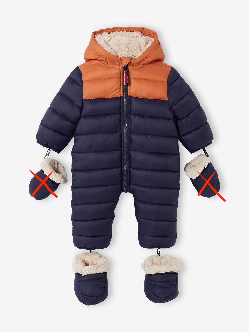 NWT Vertbaudet Lined & Padded Colourblock Pramsuit for Babies